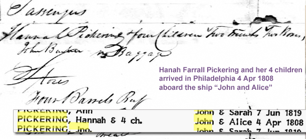 John Pickering and Hannah Farrall